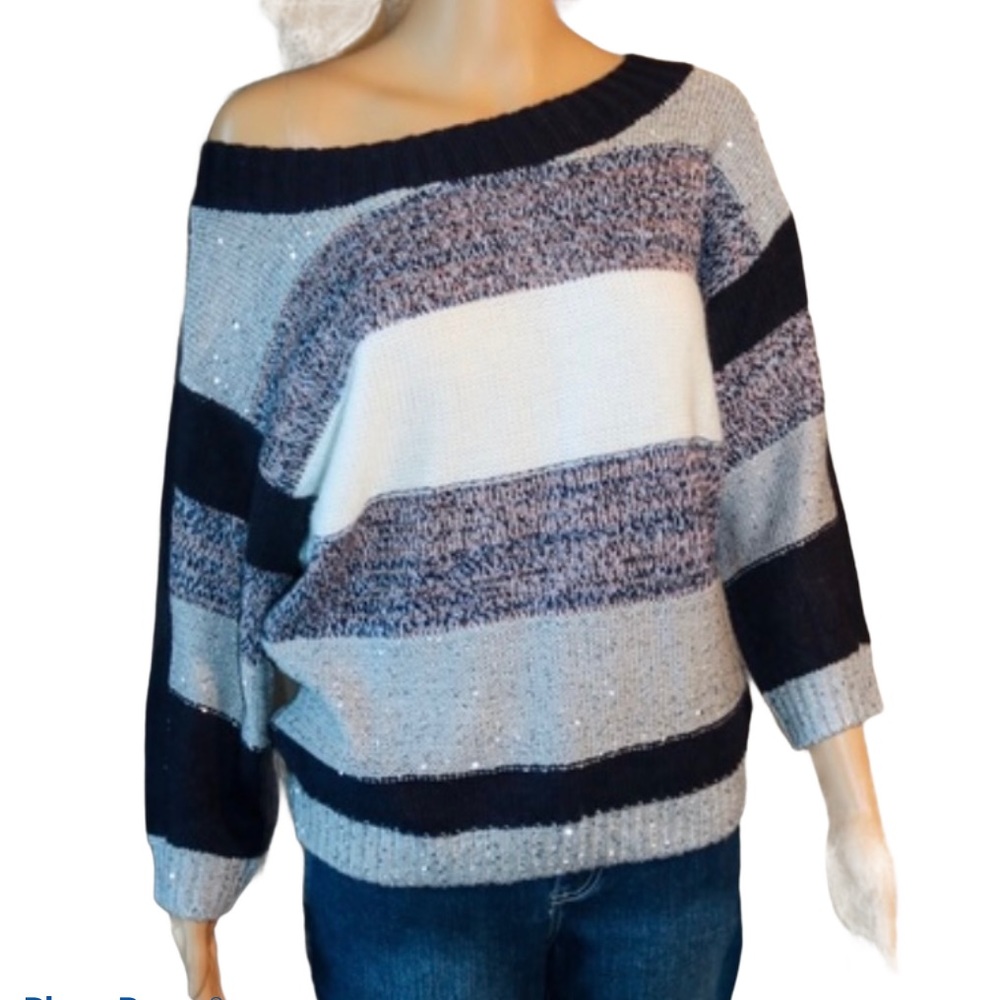 NY&C Soho Jeans Scoop Neck Striped Sweater
